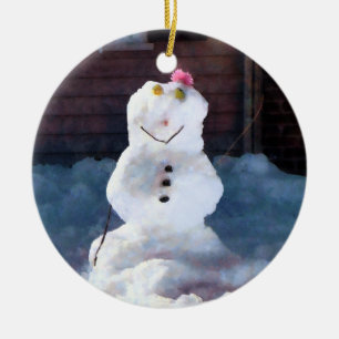Happy Snowman Ceramic Tree Decoration