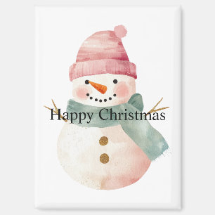Happy Snowman Christmas Magnet