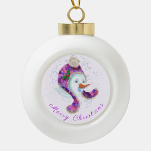 Happy Snowman Christmas Ornament