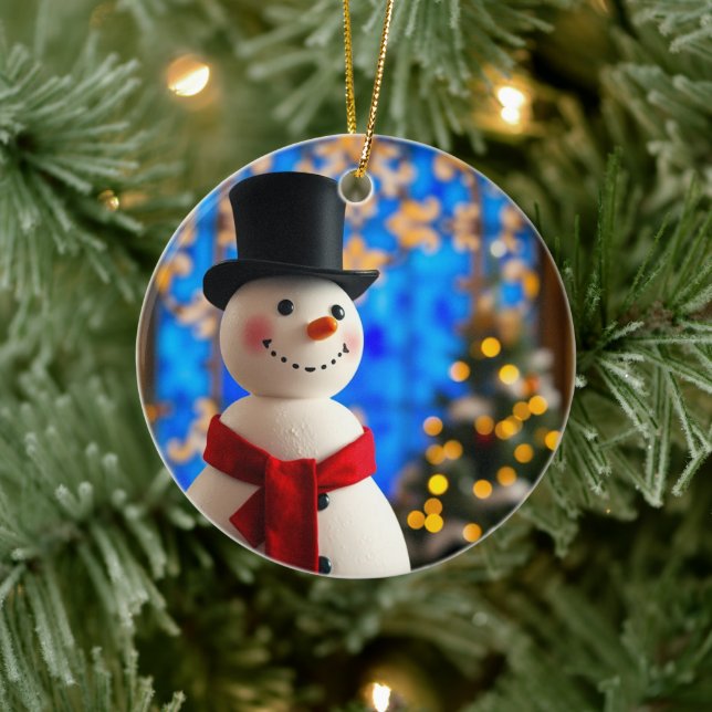 Happy Snowman Christmas Ornament  (Tree)