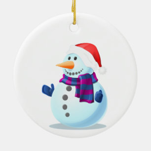 Happy Snowman Christmas Ornament