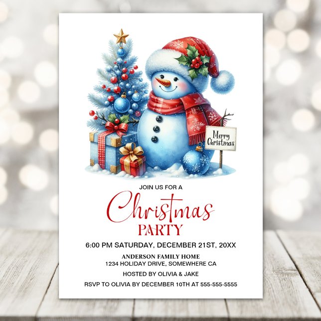 Happy Snowman Christmas Party Invitation (Creator Uploaded)