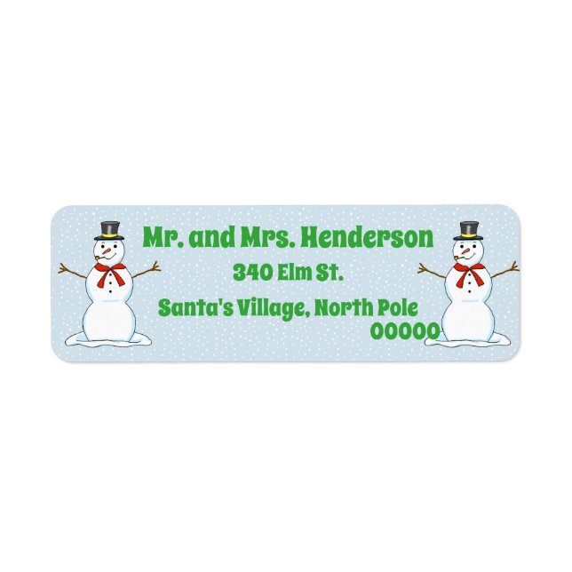 Happy Snowman Christmas Return Address Labels (Front)
