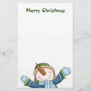 Happy Snowman Christmas Stationery