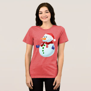 Happy Snowman Christmas Tri-Blend Shirt