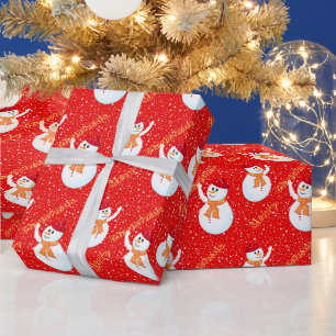 Happy Snowman Christmas Wrapping Paper