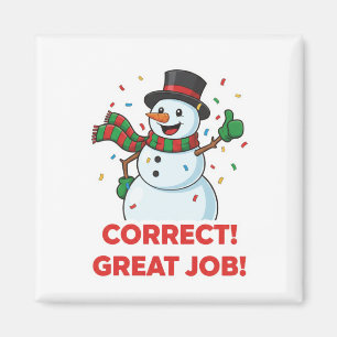 Happy Snowman Correct Great Job Reward Motivation  Magnet