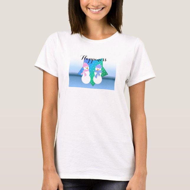 Happy Snowman Couple T-Shirt (Front)