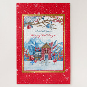 Happy Snowman Customise Jigsaw Puzzle