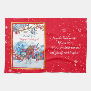 Happy Snowman Customise Tea Towel