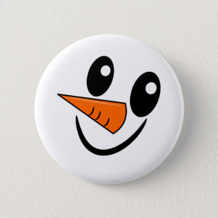 Happy Snowman Face  6 Cm Round Badge