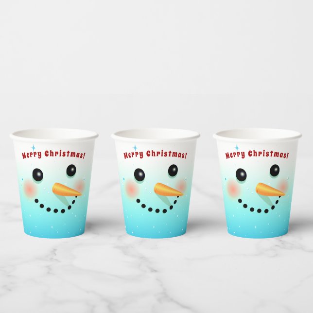 Happy Snowman Face Paper Cups (Multi)