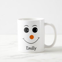 Happy Snowman Face Personalised Name Coffee Mug