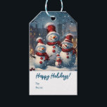 Happy Snowman Family Christmas Gift Tags<br><div class="desc">The Happy Snowman Family Winter Scene adds a touch of nostalgia and charm to your holiday gifts and décor. These gift tags are perfect for your wrapped gifts and gift bags. (Created using generative AI tools.)</div>