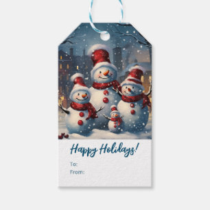 Happy Snowman Family Christmas Gift Tags