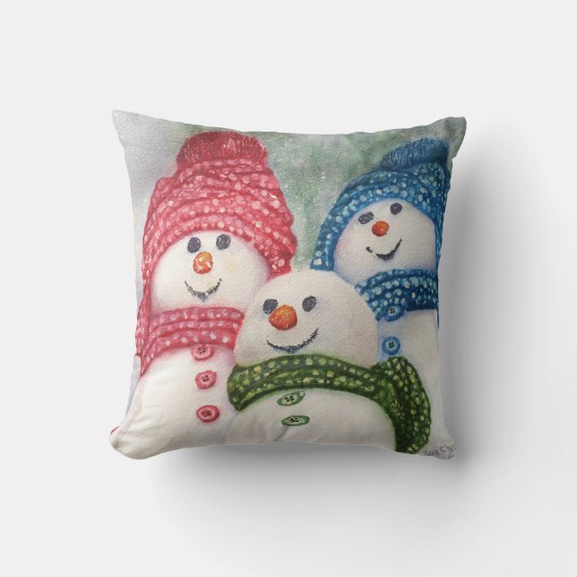 HAPPY SNOWMAN FAMILY CUSHION (Front)
