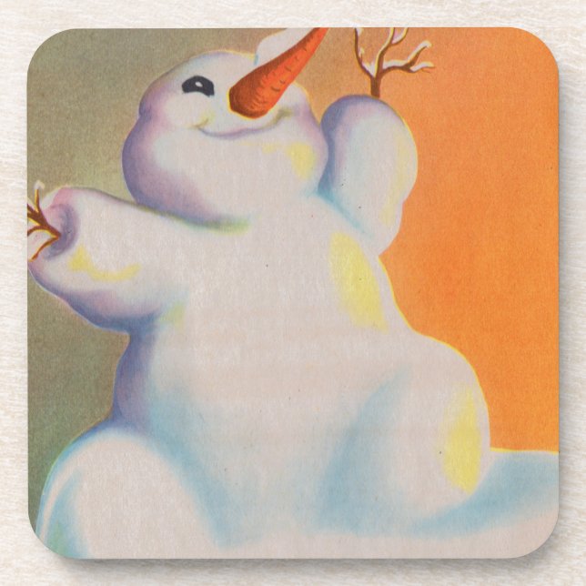 happy snowman greets the morning coaster (Front)