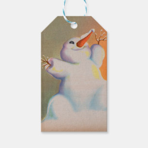 happy snowman greets the morning gift tags