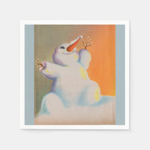 happy snowman greets the morning napkin