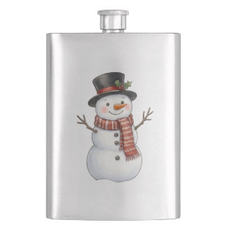 Happy Snowman Hip Flask
