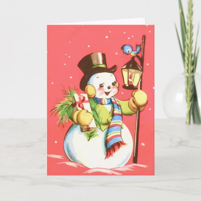 Happy Snowman Holiday Card (Front)