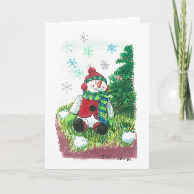 Happy snowman holiday card (Front)