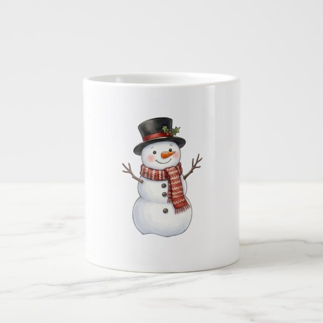 Happy Snowman Large Coffee Mug (Front)