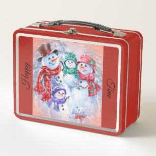 Happy Snowman Metal Lunch Box
