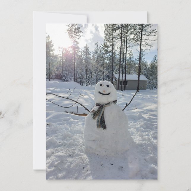 Happy Snowman original winter photography Holiday Card (Front)