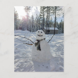 Happy Snowman original winter photography Postcard