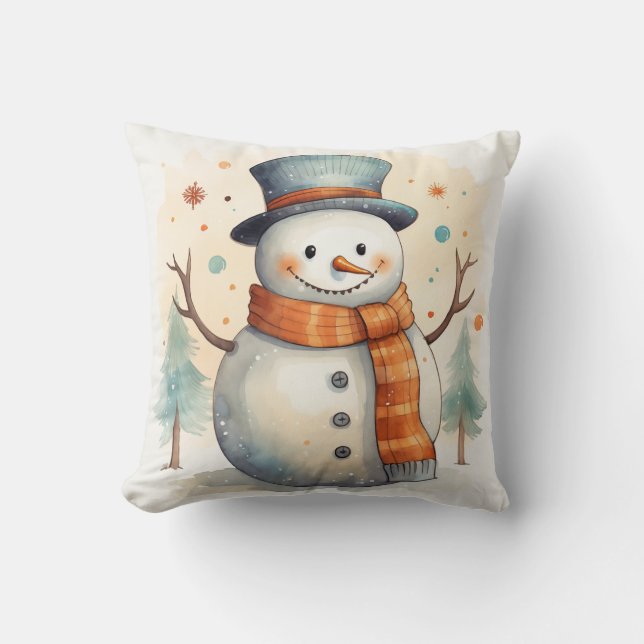 Happy Snowman Pillow (Front)