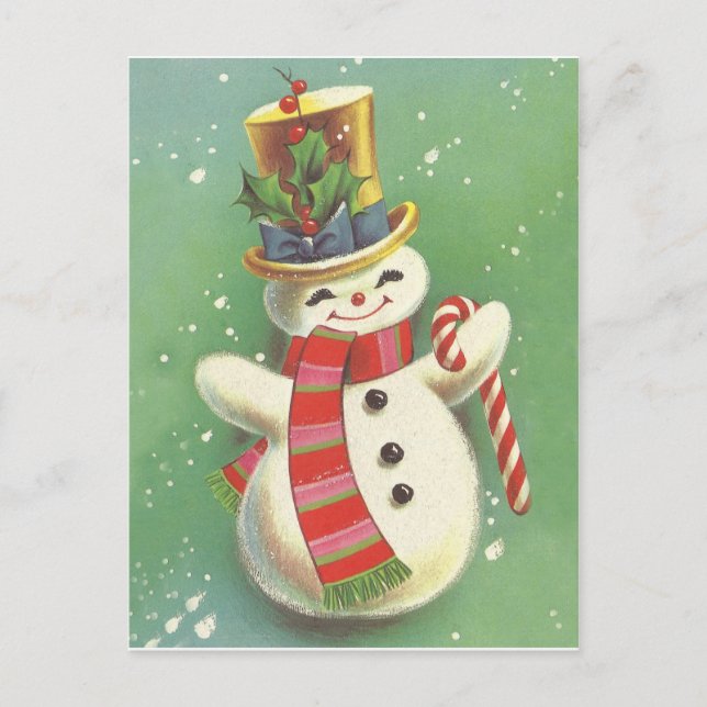 Happy Snowman Postcard (Front)