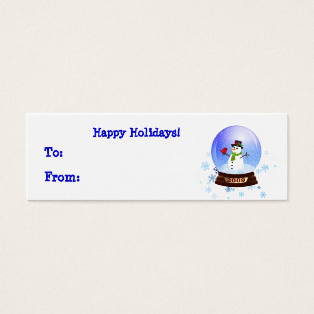 Happy Snowman Snowglobe Holiday Gift Tags (Front)