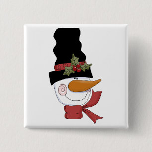 Happy Snowman Tshirts and Gifts 15 Cm Square Badge