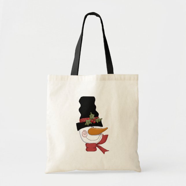 Happy Snowman Tshirts and Gifts Tote Bag (Front)