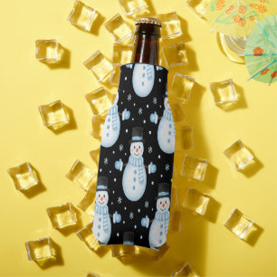 Happy Snowman Vibes Frosty Christmas Designs Bottle Cooler