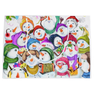 Happy Snowmans Christmas Gift Bag