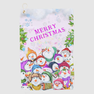 Happy Snowmans Christmas Golf Towel