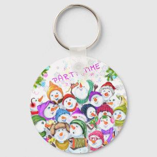 Happy Snowmans Christmas Keychain Custom Text