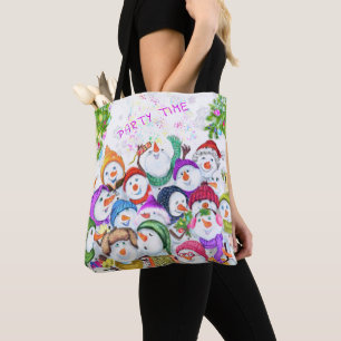 Happy Snowmans Christmas Party Tote Bag Gift