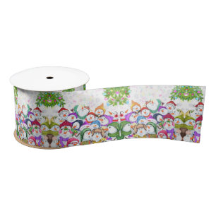 Happy Snowmans Christmas Ribbon Satin Ribbon