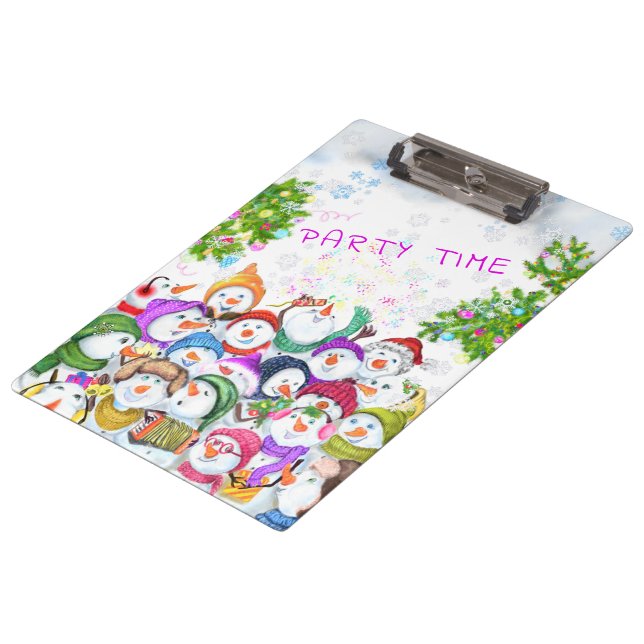 Happy Snowmans Merry Christmas Party Clipboard (Angled)
