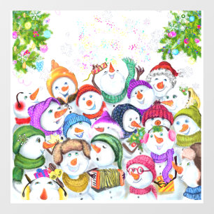Happy Snowmans Merry Christmas Party Fun Drawing