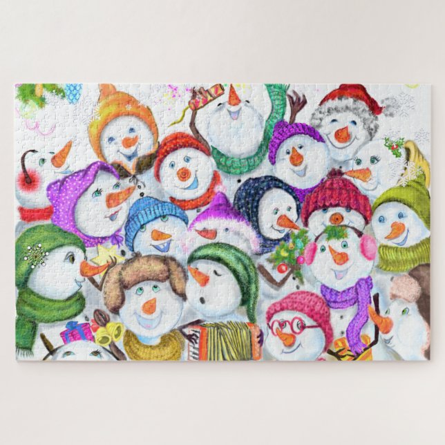 Happy Snowmans Merry Christmas Puzzle Gift (Horizontal)