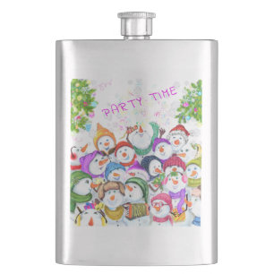 Happy Snowmans Party Christmas Flask