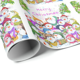 Happy Snowmans Party Christmas Wrapping Paper