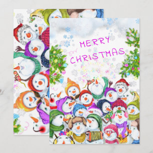 Happy Snowmans Party Funny Christmas Card