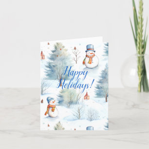 Happy Snowmen Pattern Holiday Card