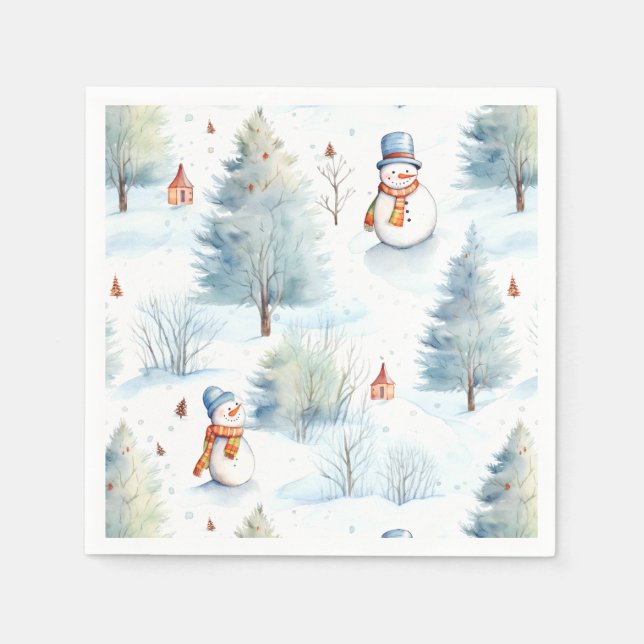 Happy Snowmen Pattern Napkin (Front)