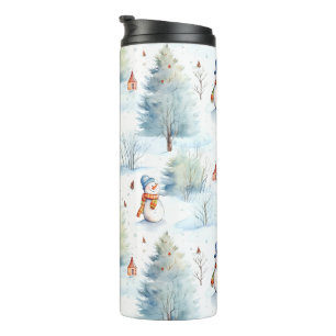 Happy Snowmen Pattern Thermal Tumbler